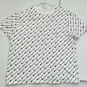Champion Men's XL White  All over logo graphic Tee Shirt